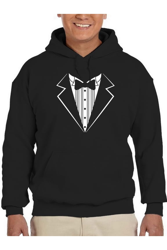 Formal Tuxedo Drawn Hoodie Men -GoatDeals Designs, Male 3X-Large