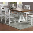 thumbnail image 1 of Formal White Dining Table - Rubberwood, Rectangular, 68"+Leaf x 40" Dining Room Table, Seats 6, Distressed White Finish, Elegant Classic Design, Vietnam, 1 of 6