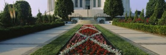 Formal garden in front of a temple Bahai Temple Gardens Wilmette New Trier Township Chicago Cook County Illinois USA Canvas Art - Panoramic Images (36 x 12)