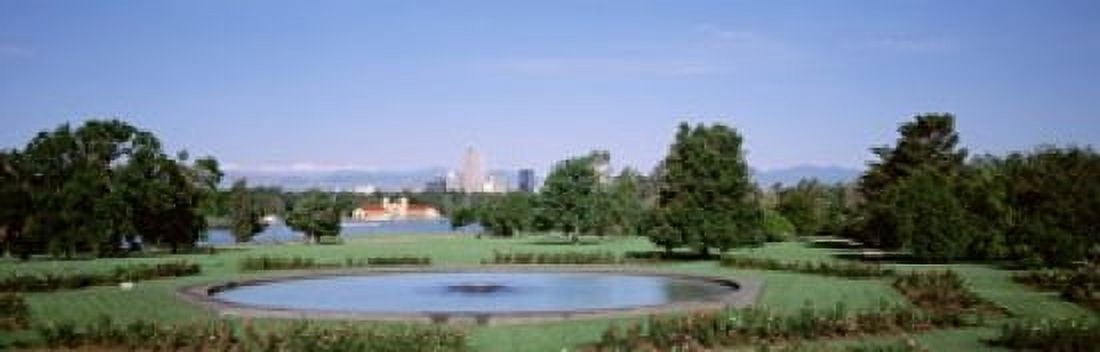 Formal garden in City Park with city and Mount Evans in background Denver Colorado USA Canvas Art - Panoramic Images (18 x 6)