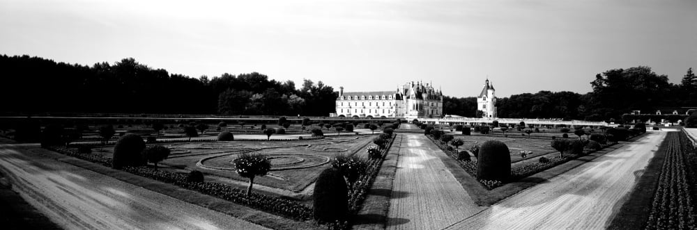 Formal garden in front of a castle Chateau De Chenonceaux Loire Valley France Canvas Art - Panoramic Images (12 x 36)