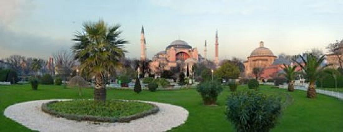 Formal garden in front of a church Aya Sofya Istanbul Turkey Canvas Art - Panoramic Images (30 x 12)