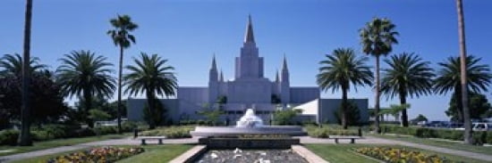 Formal garden in front of a temple Oakland Temple Oakland Alameda County California USA Canvas Art - Panoramic Images (36 x 12)