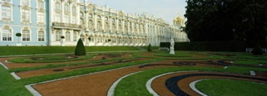 Formal garden in front of the palace Catherine Palace Tsarskoye Selo St Petersburg Russia Canvas Art - Panoramic Images (36 x 13)