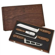 Formaticum Professional 4 Knife Set- Soft Knife w/ Forklet, Cheese Knife Set w/ Solid Walnut Handle, Stainless Steel Knives in a Wooden Box, Great Gift for Cheese Charcuterie Fan, Handmade in Italy