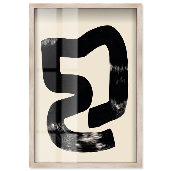 Formation IV Shadowbox Print Black Minimalist Art by Art Remedy, Blonde Frame, 16 x 24