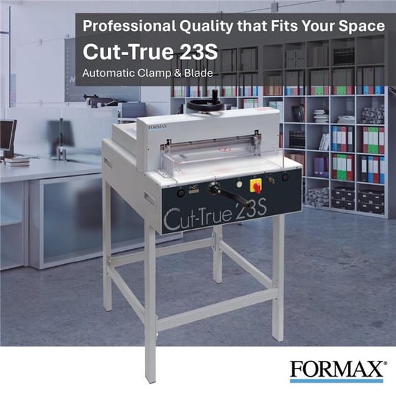 Formax Cut-True 23S 16.9 in. Semi-Automatic Electric Guillotine Paper Cutter with LED Laser Line, Gray