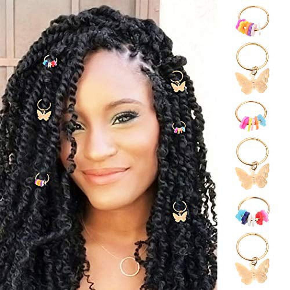 Formery Butterfly Dreadlock Accessories Gold Braid Charms Clip Hair Rings  Jewelry Hair Accessory for Women and Girls (Pack of 6) 