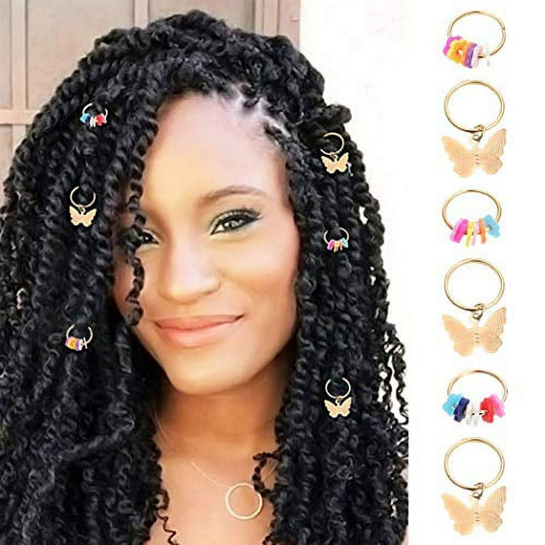 FRDTLUTHW Hair Jewelry Dreadlock Accessories, Butterfly Hair Charms for  Braids, Hair Ring Hair Cuffs Rhinestone Hair Accessories for Women  Girls(Gold