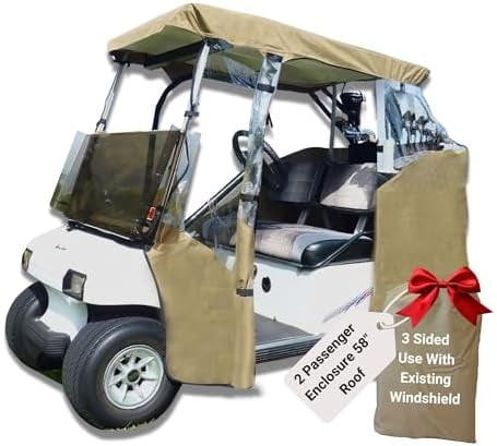Formosa | 2 Passenger Driving Golf Cart Enclosure Golf Cart Rain Cover, Winter Cover, Insect Cover - Strong YKK Door Zipper Fits EZGO, Club Car, Onward, Yamaha Buggy Covers