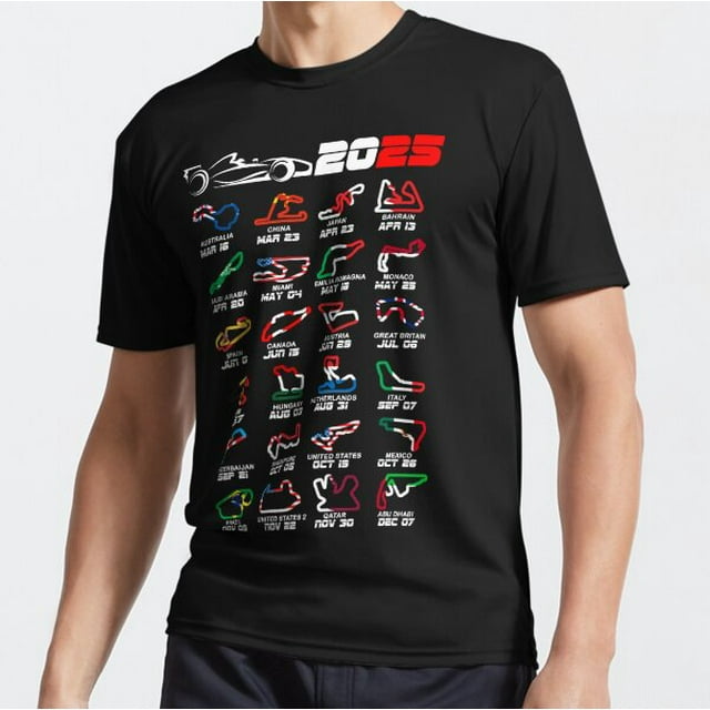 Formula 1 Calendar Racing Cars 2025 Circuits Colors Breathable TShirt