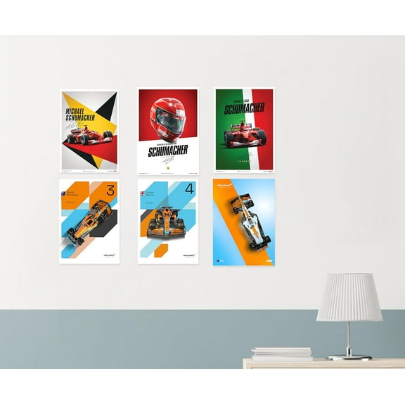 Formula 1 Car Vertical Canvas Wall Paper Poster Pack - Set of 6, A3 Size, 12x18 inch Unframed Art Prints - Home, Bedroom, Living Room & Decor - Aesthetic, Matt Finish