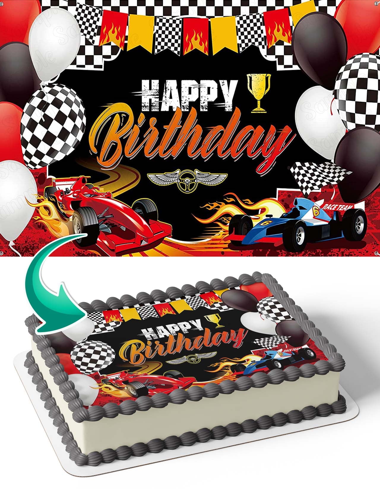 Formula 1 Cars Racing Kids Edible Image Cake Topper Personalized Birthday Sheet Decal Banner 1/4 Sheet