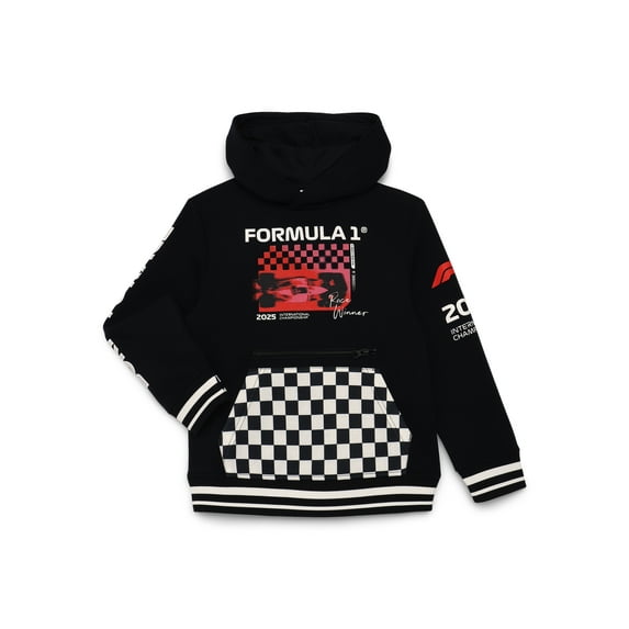Formula 1 Boys Long Sleeve Graphic Fleece Hoodie, Sizes 4-18