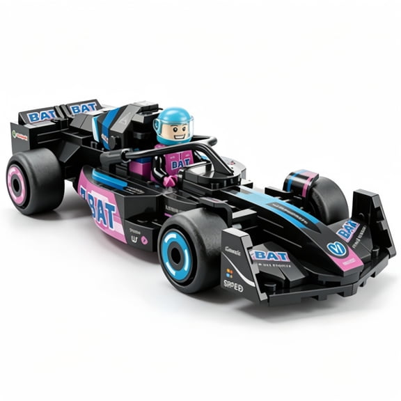Formula 1 Pull Back Race Car Construction Block Kit 151 Pcs Black Pink 6 Wide Racing Vehicle Collectible Building Bricks Set