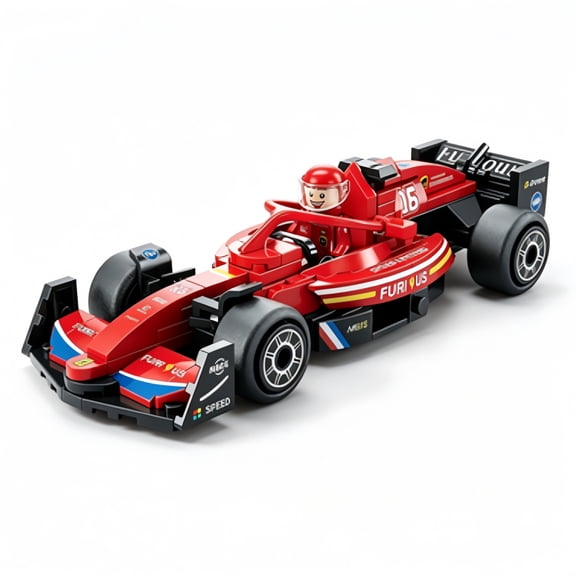 Formula 1 Pull Back Race Car Construction Block Kit 154 Pcs Red 6 Wide Racing Vehicle Collectible Building Bricks Set