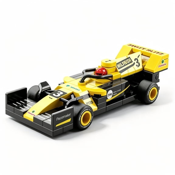Formula 1 Pull Back Race Car Construction Block Kit 68 Pcs Yellow Black Compact Racing Vehicle Collectible Building Bricks Set