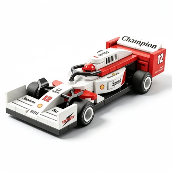 Formula 1 Pull Back Race Car Construction Block Kit 73 Pcs Red White Compact Racing Vehicle Collectible Building Bricks Set