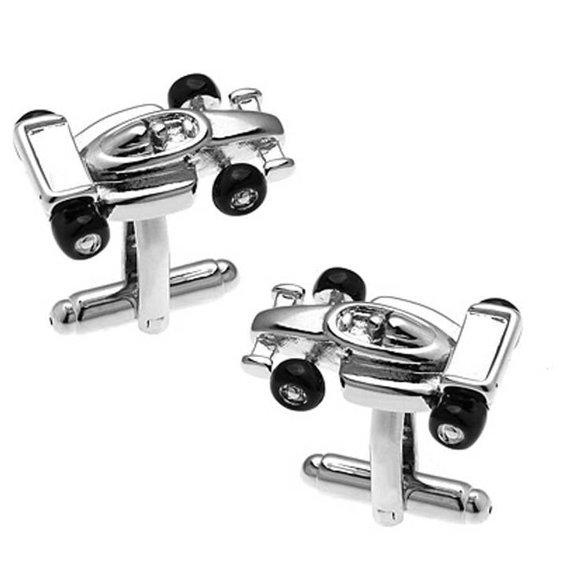 Perfect-Cufflinks Race Car Cufflinks, Antique Silver Tone, 3D Detailed Indy Car Design