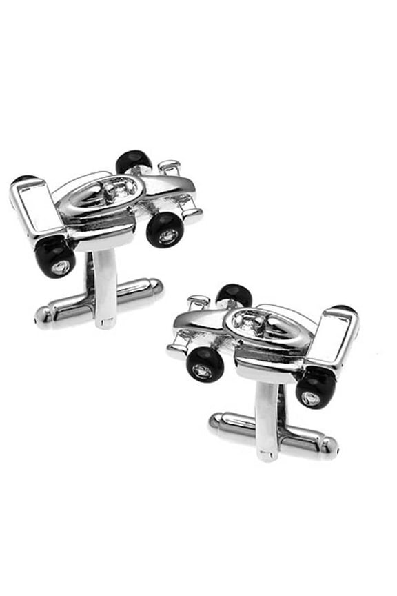 Race Car Cufflinks, Antique Silver Tone, 3D Detailed Indy Car Design