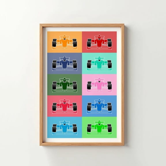 Formula 1 Racing Car Poster, Colorful Motorsport Wall Art, Modern F1 Style Racing Decor for Home or Office, Size 24x36 Unframed Poster