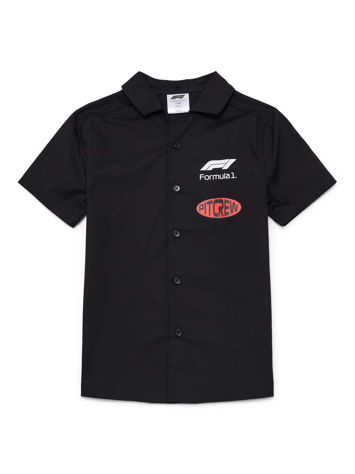 Formula 1 Racing Boys Graphic Button Up Tee with Short Sleeves, Sizes 4-18
