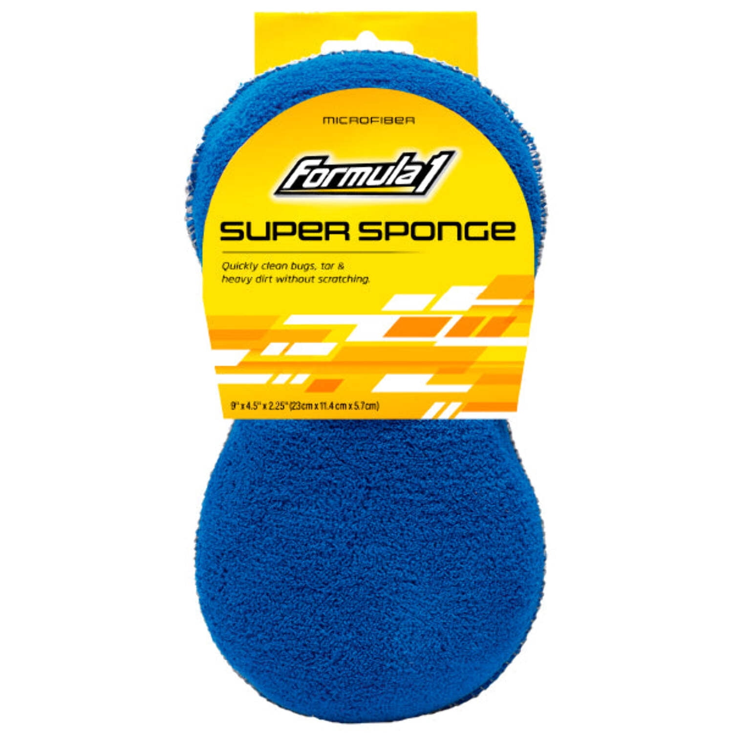 Formula 1 Super Car Wash Sponge  Two-Sided Microfiber Sponge with Mesh Scrubber Side  Durable & Effective Car Cleaning Supplies