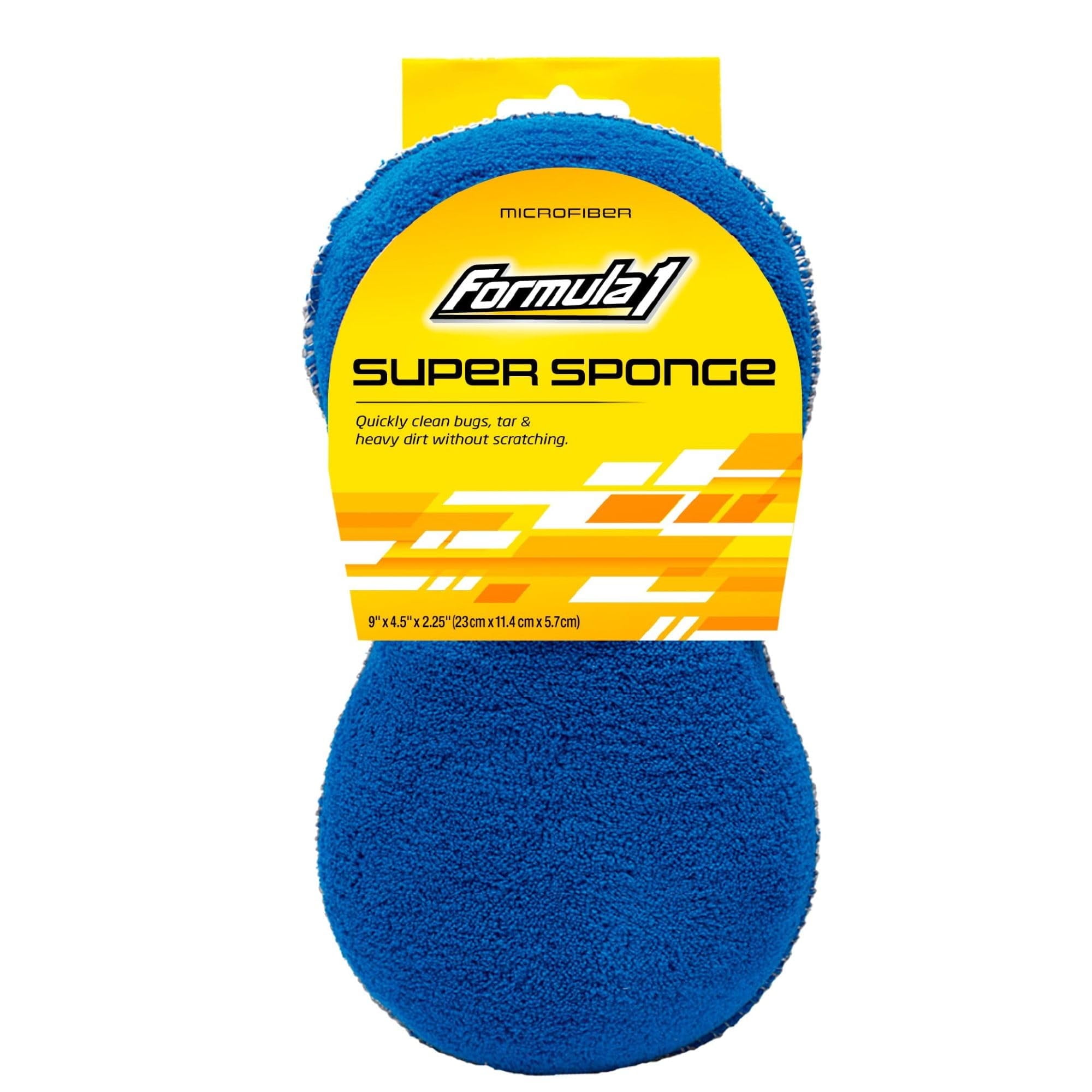 Formula 1 Super Car Wash Sponge  Two-Sided Microfiber Sponge with Mesh Scrubber Side  Durable & Effective Car Cleaning Supplies