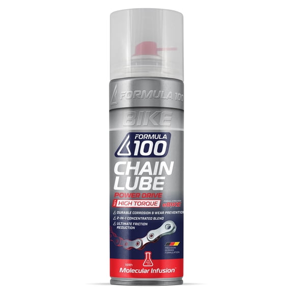 Formula 100 Power Drive Spray eBike Chain Lube Lubricant for Electric Bikes Durable Corrosion & Wear Protection, Friction Reduction, Race Day Blend 300ml Aerosol (10.14 oz)