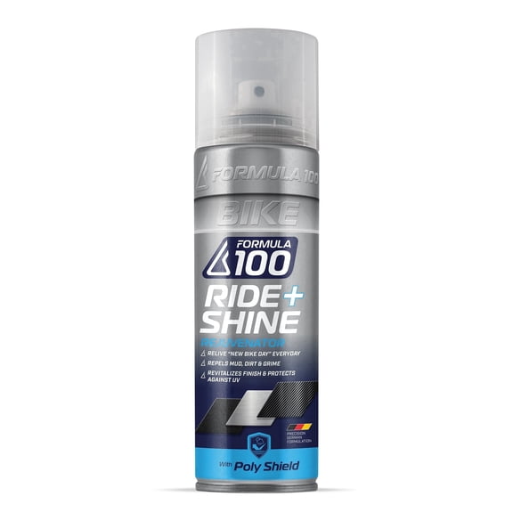 Formula 100 Ride + Shine Bike Finish Protectant and Rejuvenator For Bicycles, Electric Bikes & eMotos Protects Against UV Rays, Dirt, Dust & Grime + Repels Water, Mud & Salt