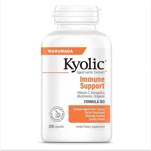 Kyolic Aged Garlic Extract Formula 103, Immune Support, 200 Capsules