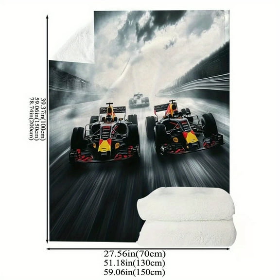 Formula 2 Racing Printed Throw Blanket Tropical Style All-Season Cozy Warm Knit Digital Print Lightweight 200-250gsm Versatile for Home Outdoor Camping Car Travel Sofa Bedroom Decor Shawl