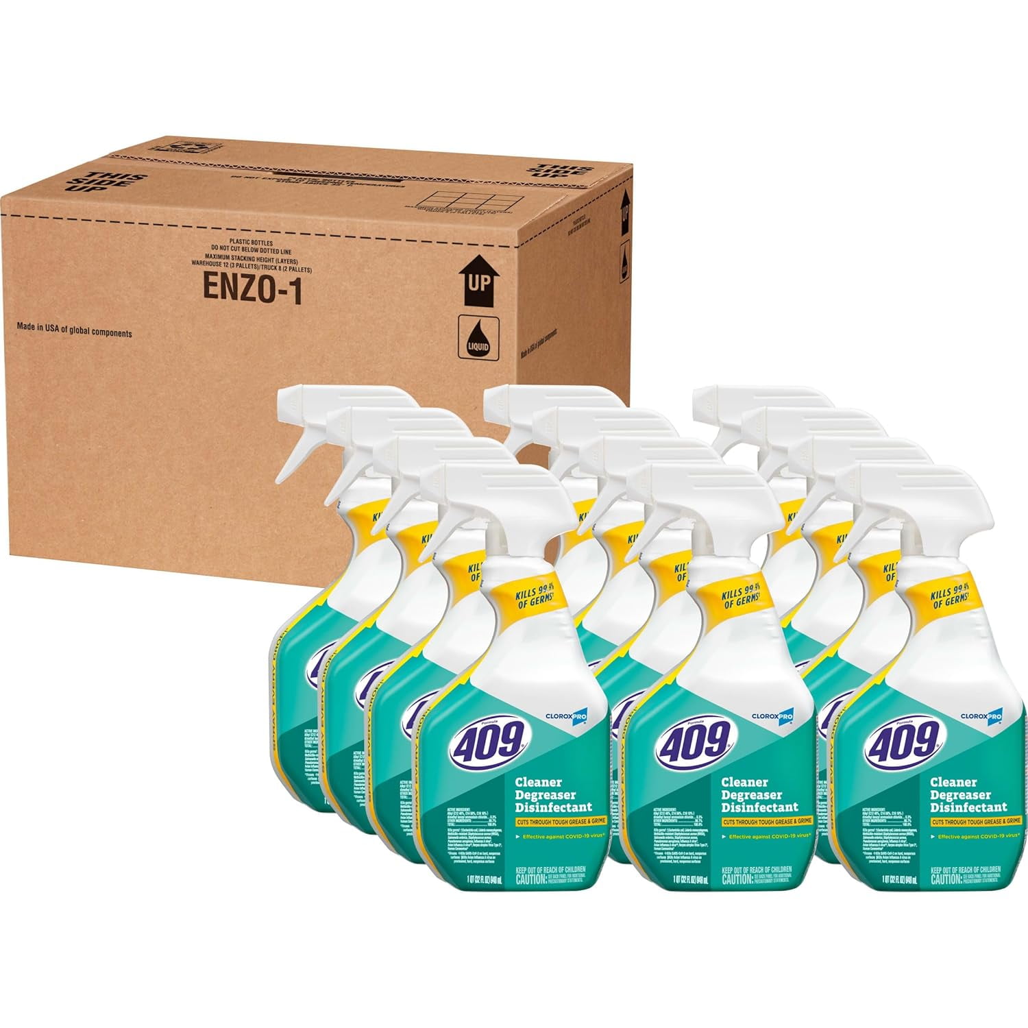 Formula 409 Cleaner Degreaser Disinfectant, Spray, 32 Fl Oz, Pack of 12 (Pack May Vary)