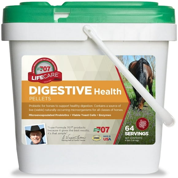 Formula 707 Digestive Health Equine Supplement, 4lb Bucket - probiotics, prebiotics and Digestive enzymes for Horses