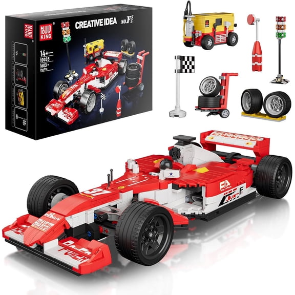 Formula Car Building Set, 1:12 Scale Formula Model Race Cars, 10035 Car with Spare Tire and Indicator(1603 Pieces)