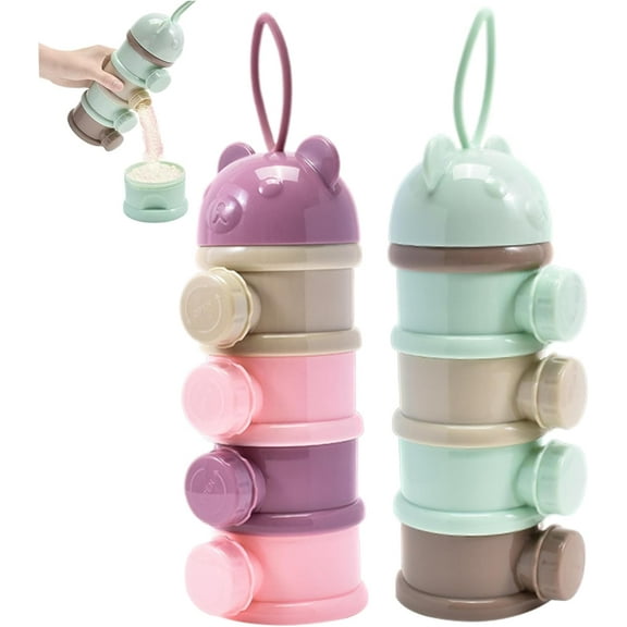 Formula Container to Go,2Pcs Baby Formula Dispenser, 4 Layers Baby Formula Container Stackable Baby Milk Powder Dispenser BPA Free Formula Dispenser Non-Spill Travel Formula Container On The Go