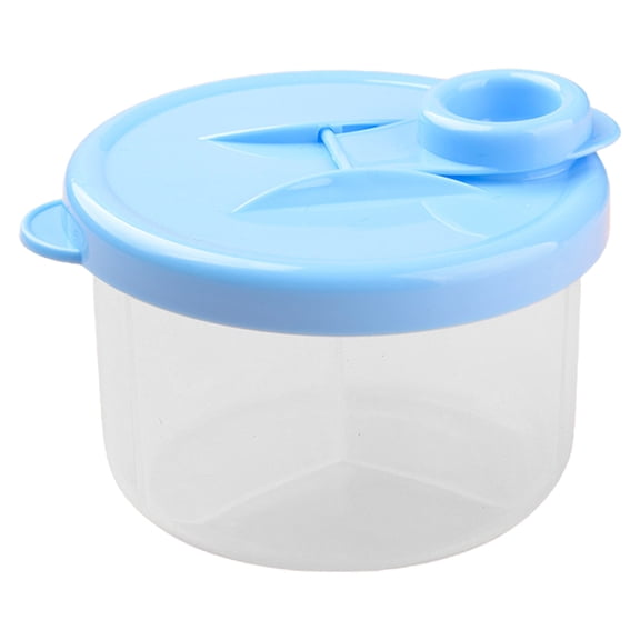 Formula Dispenser, 3-Compartment Portable Milk Powder Container, Spill Free Cover, Holds 3 Servings (300Ml), for Breastfeeding, Travel, Camping, 10X7Cm, Blue, By PRYESS