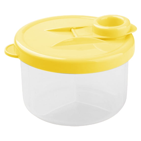 Formula Dispenser, 3-Compartment Portable Milk Powder Container, Spill Free Cover, Holds 3 Servings (300Ml), for Breastfeeding, Travel, Camping, 10X7Cm, Yellow, By PRYESS