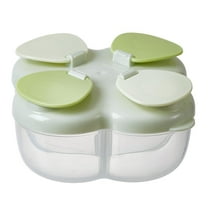 Formula Dispenser, Milk Powder Dispenser, Light Green 4-Compartment Formula Dispenser, Portable Infant Powder & Teen S Snack Container for Travel, Outdoor & on The Go, by Goohae