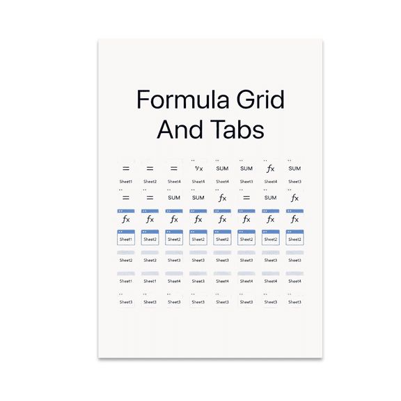 Formula Grid And Tabs Wall Art - Spreadsheet Analysis Enthusiast - 13x19 Poster Print