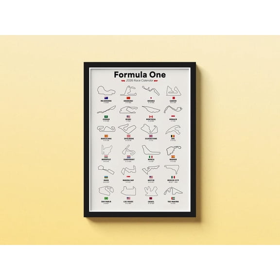 Formula One 2026 Race Calendar F1 Circuit Season Schedule Poster 8x12 UNFRAMED