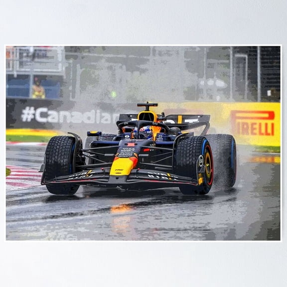 Formula One Champion F1 Racing Car Canadian Grand Prix Rain Abstract Art, Unframed Poster