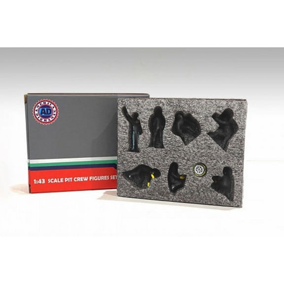 Formula One F1 Pit Crew Team Black Set III, Black - American Diorama 38389 - 1/43 Scale Figurines