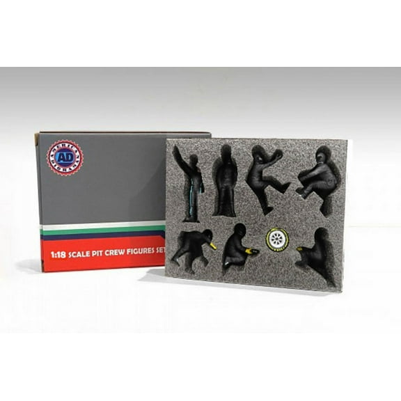 Formula One F1 Pit Crew Team Black Set III, Black - American Diorama 76557 - 1/18 Scale Figurine