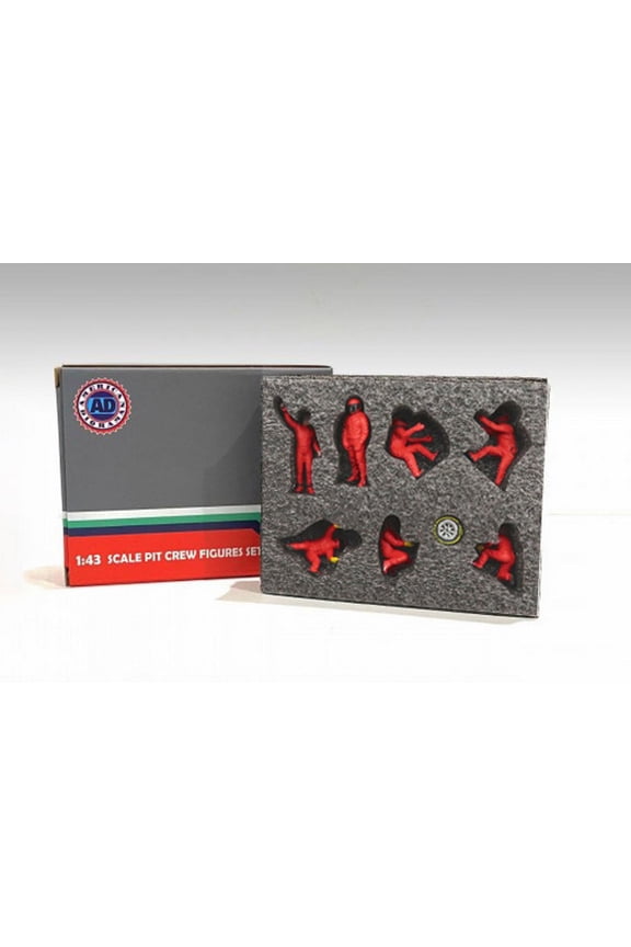 Formula One F1 Pit Crew Team Red Set III, Red - American Diorama 38388 - 1/43 Scale Figurines