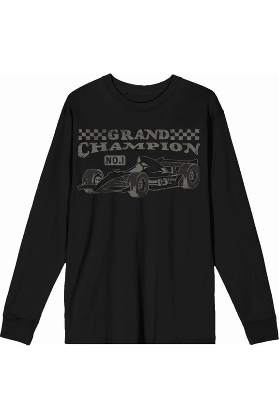 Formula One Grand Champion F1 Car Adult Black Crew Neck Long Sleeve Tee-XXL