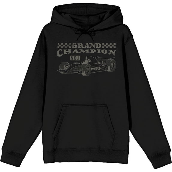 Formula One Grand Champion F1 Car Adult Black Long Sleeve Hoodie-Large