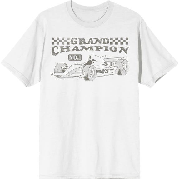 Formula One Grand Champion F1 Car Adult White Crew Neck Short Sleeve Tee-Large