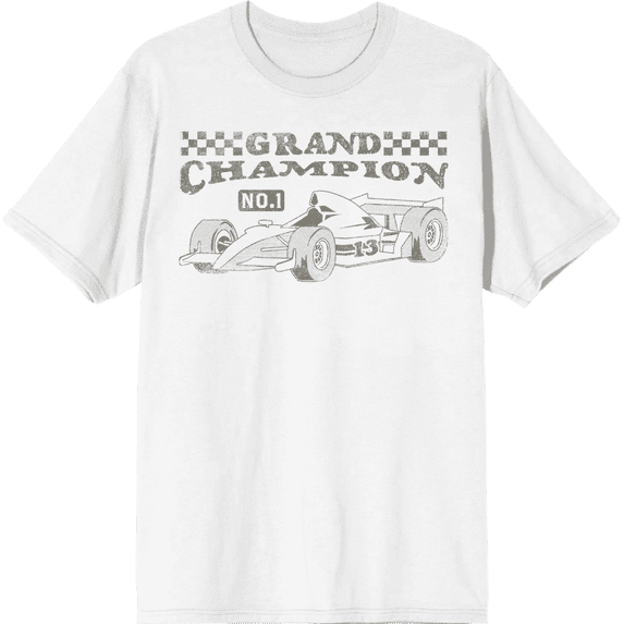 Formula One Grand Champion F1 Car Adult White Crew Neck Short Sleeve Tee-Medium