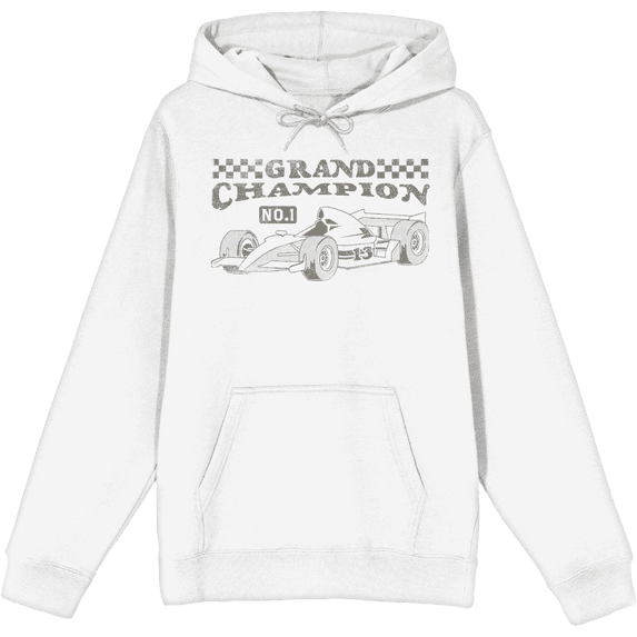 Formula One Grand Champion F1 Car Adult White Long Sleeve Hoodie-Medium